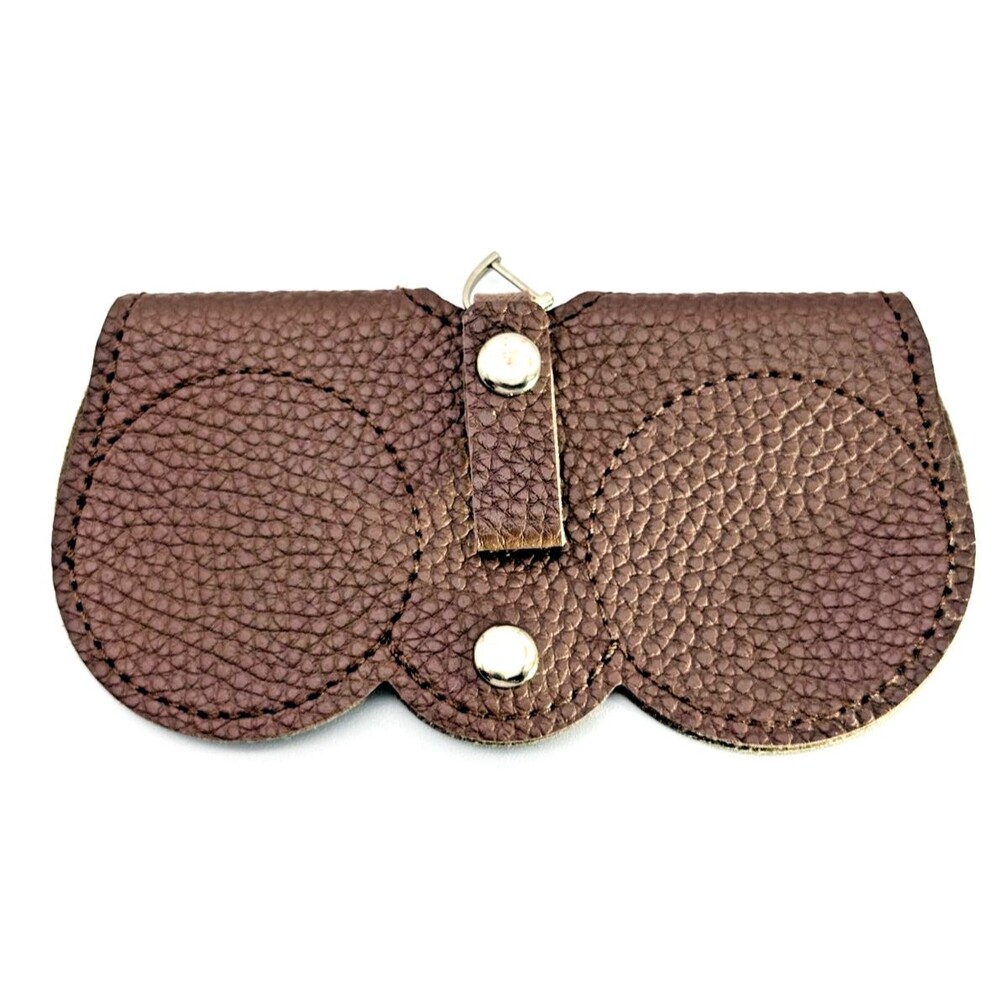 Folding Eyeglass Holder Case Compact Glasses Protector Travel Brown
